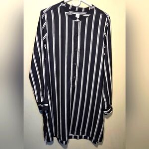 GAP Black & White Striped Long Sleeve Dress